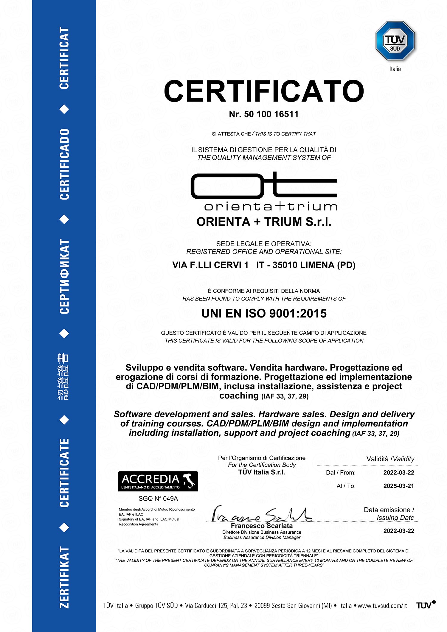 Certificato ISO